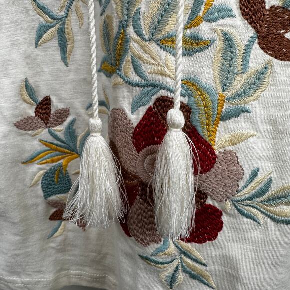 NEW Solitaire Embroidered Top Blouse Cream Women's Sm Peasant Boho Cottagecore - Picture 4 of 12